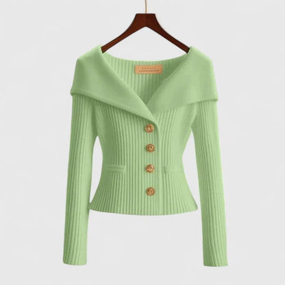 Sunset Off-Shoulder Ribbed Cardigan