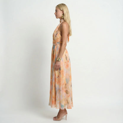 Aurelia Watercolour Halter Maxi Dress