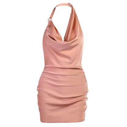 Alessia Satin Cowl Mini Dress