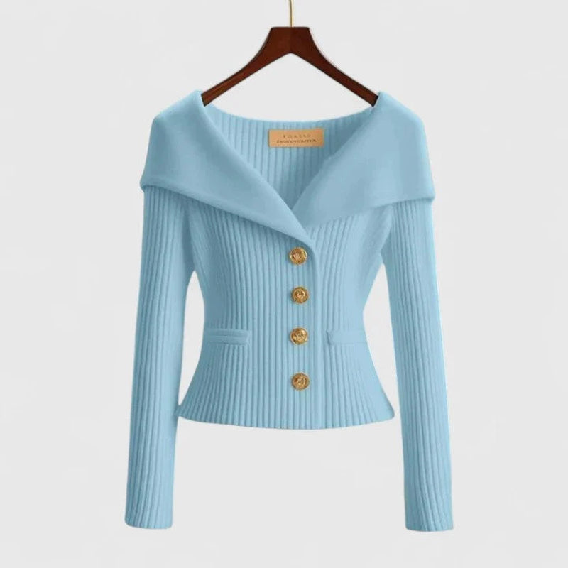 Sunset Off-Shoulder Ribbed Cardigan