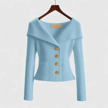 Sunset Off-Shoulder Ribbed Cardigan