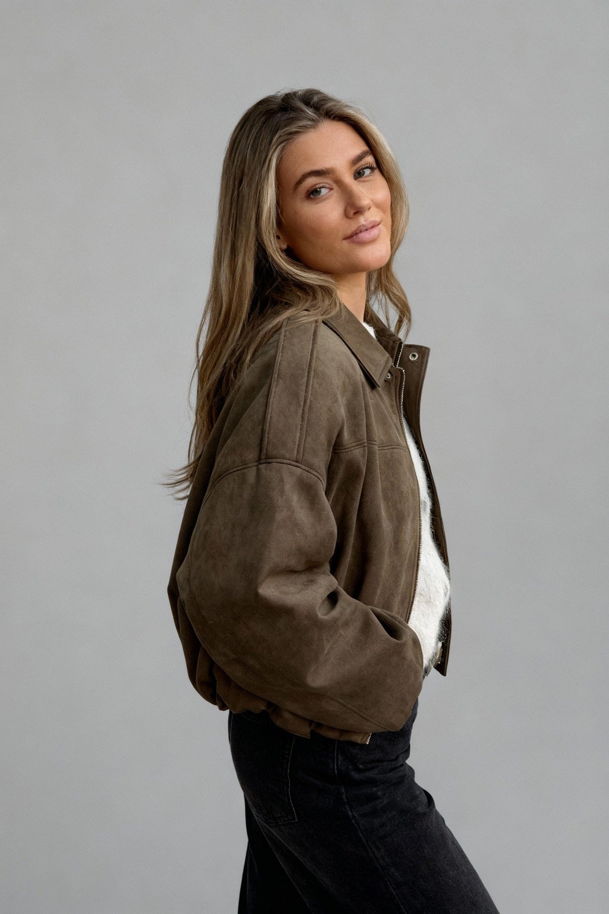 Sienna Faux Suede Bomber Jacket