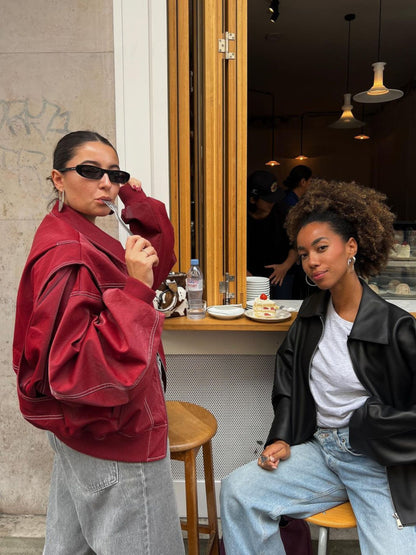 Valentina Oversized Faux Leather Bomber