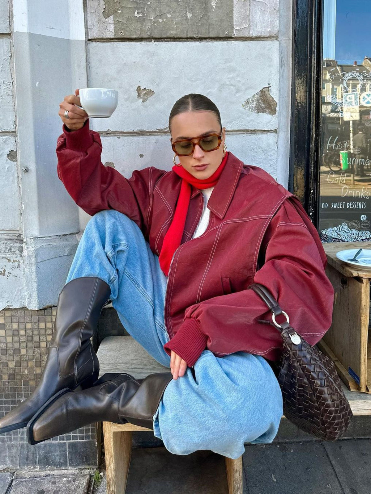 Valentina Oversized Faux Leather Bomber