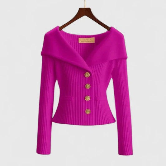 Sunset Off-Shoulder Ribbed Cardigan