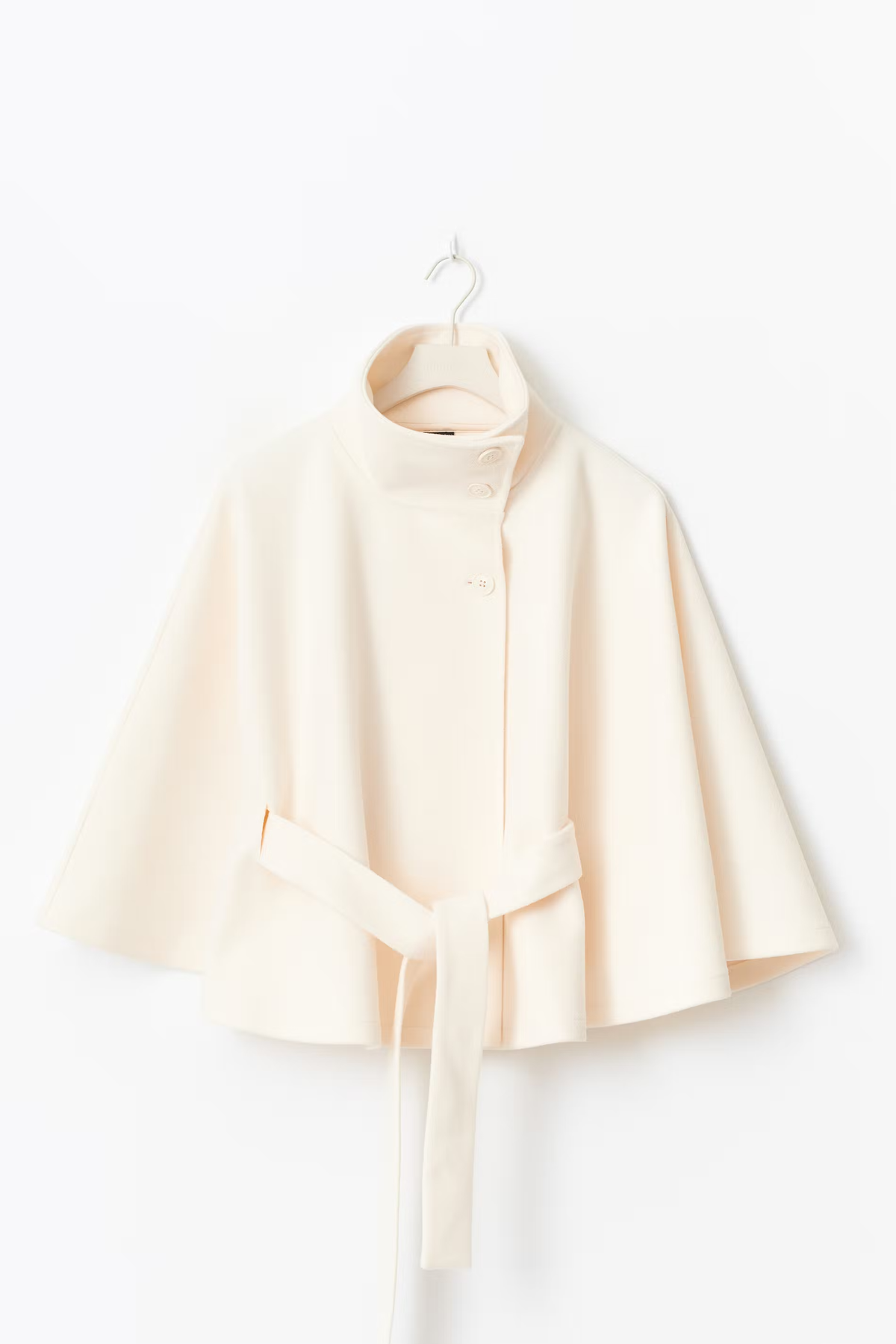 Diana Belted Funnel-Neck Cape Jacket
