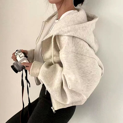 Mila Oversized Cropped Zip Hoodie