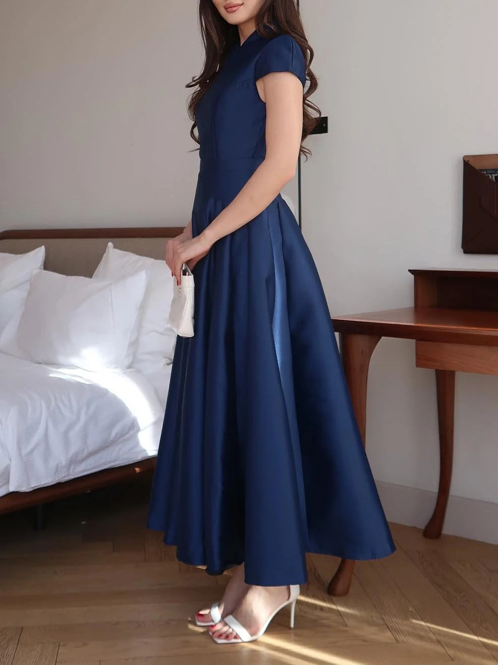Vivienne Satin A-Line Midi Dress
