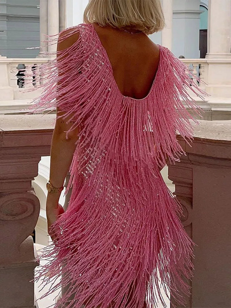 Estelle Sequin Fringe Mini Dress