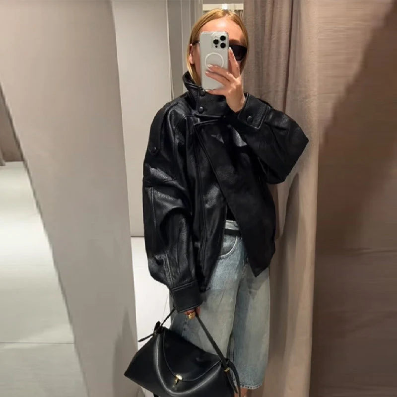 Raven Oversized Leather Bomber