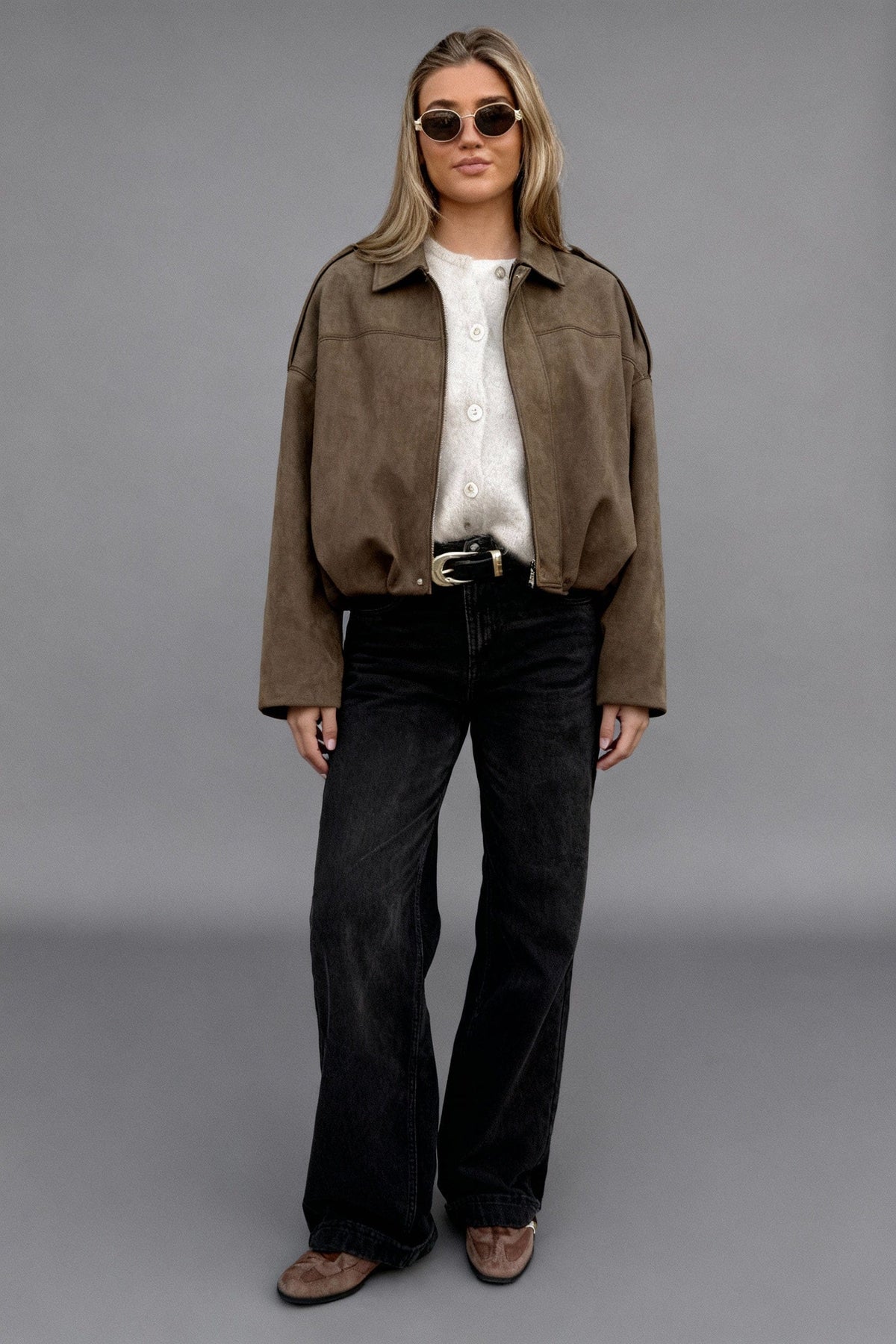 Sienna Faux Suede Bomber Jacket