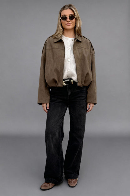 Sienna Faux Suede Bomber Jacket