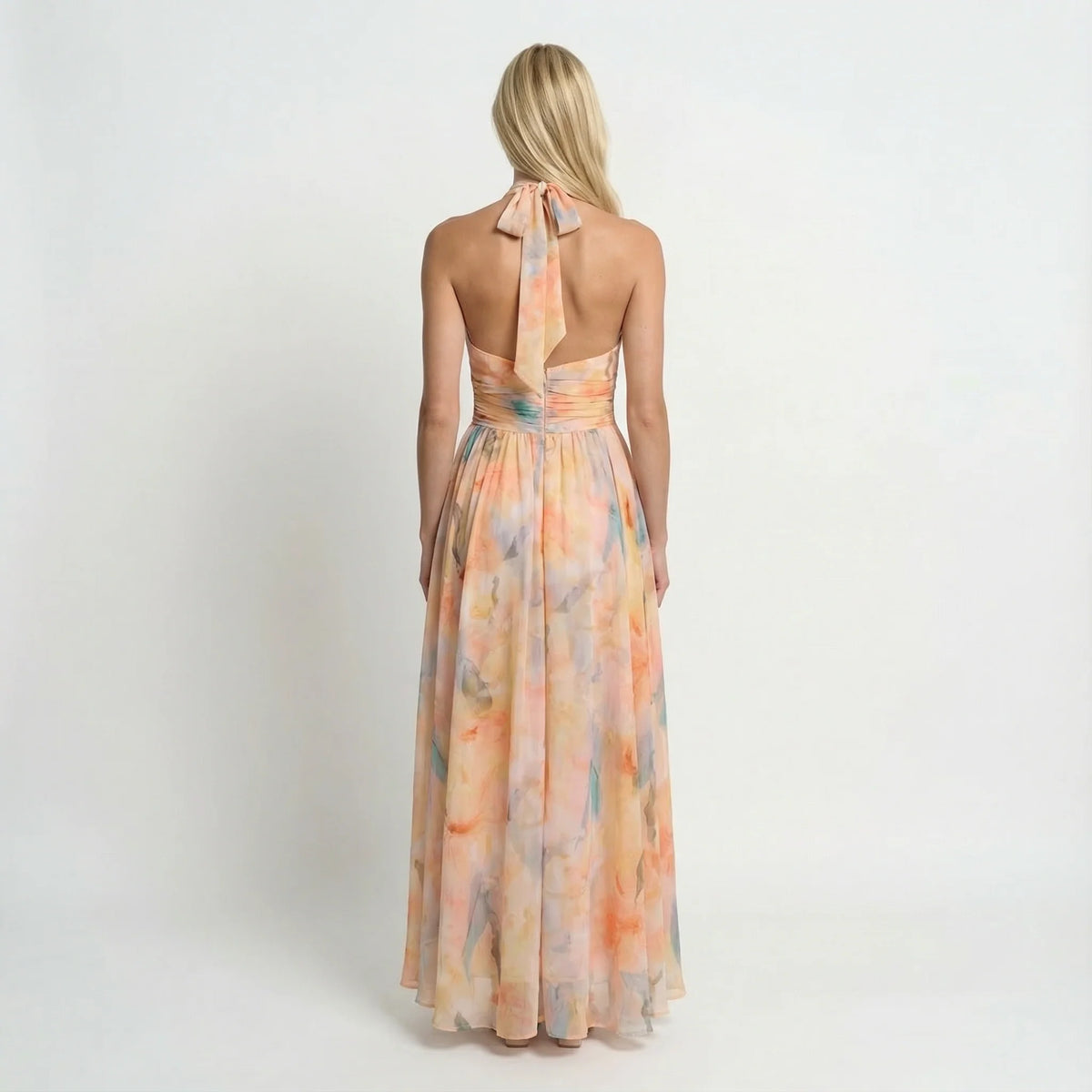 Aurelia Watercolour Halter Maxi Dress