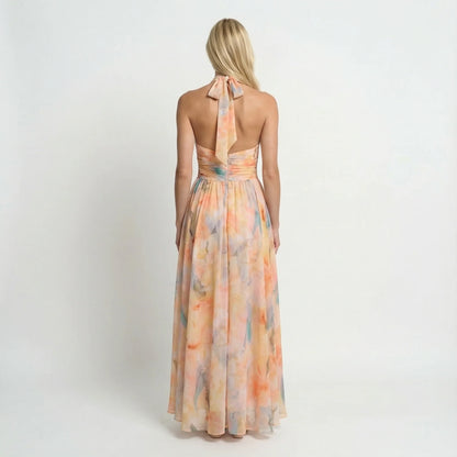 Aurelia Watercolour Halter Maxi Dress