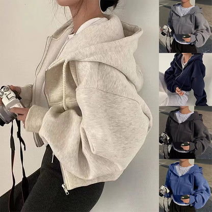Mila Oversized Cropped Zip Hoodie