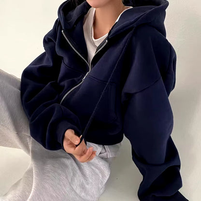 Mila Oversized Cropped Zip Hoodie
