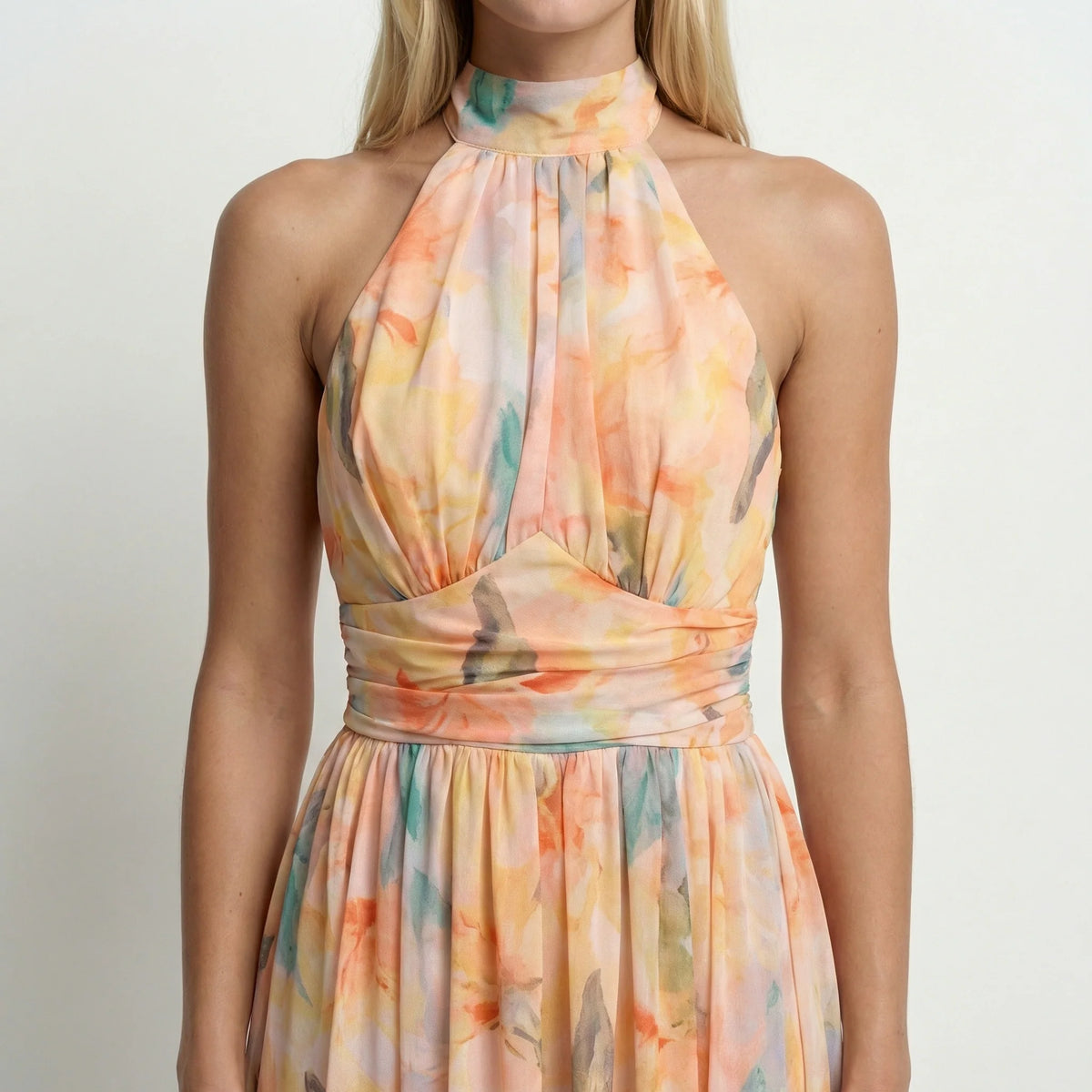 Aurelia Watercolour Halter Maxi Dress