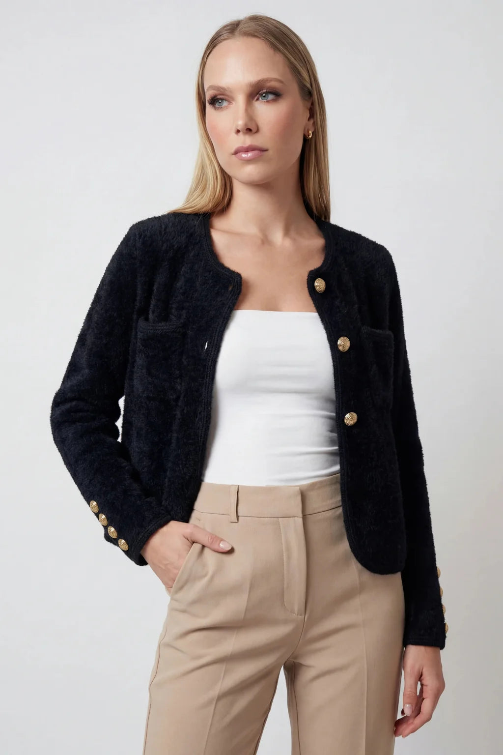 Park Avenue Gold-Button Cardigan