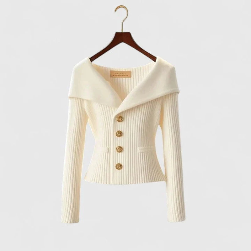 Sunset Off-Shoulder Ribbed Cardigan