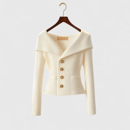 Sunset Off-Shoulder Ribbed Cardigan