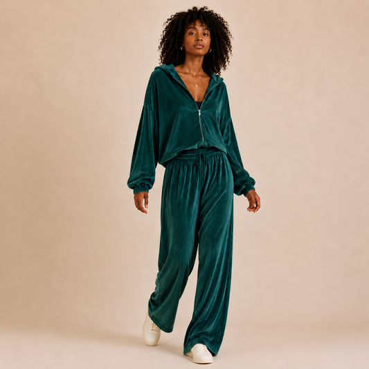 Monroe Y2K Velour Wide-Leg Set