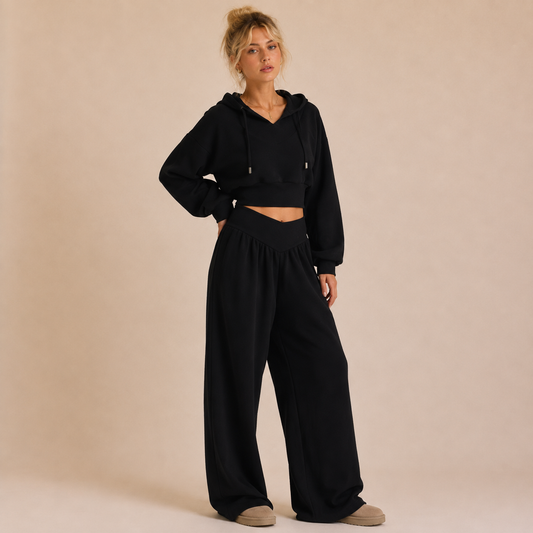 Laurel V-Waist Wide-Leg Hoodie Set