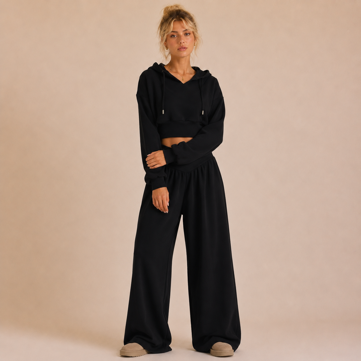 Laurel V-Waist Wide-Leg Hoodie Set