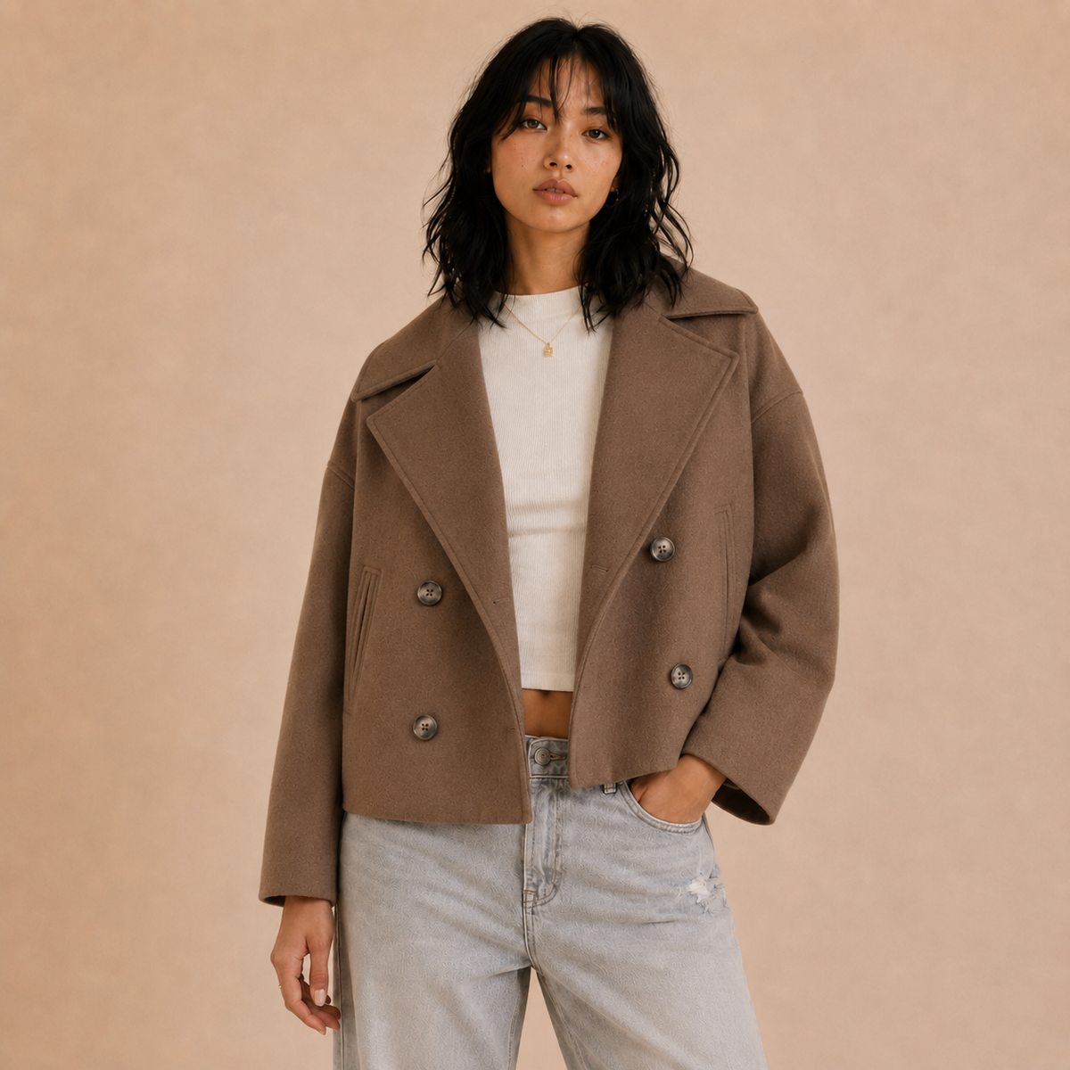 Fifth Avenue Cropped Double-Breasted Jacket