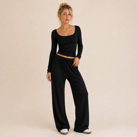 Althea Square-Neck Wide-Leg Lounge Set