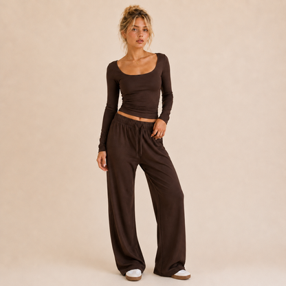 Althea Square-Neck Wide-Leg Lounge Set