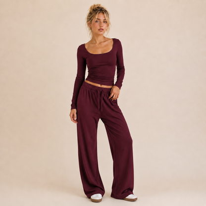 Althea Square-Neck Wide-Leg Lounge Set