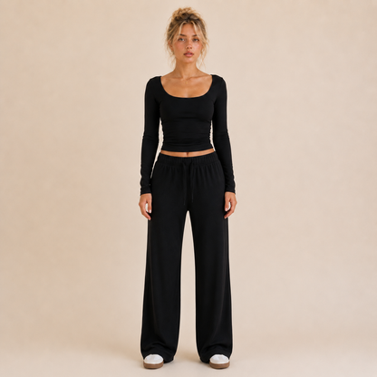 Althea Square-Neck Wide-Leg Lounge Set