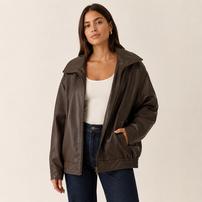 Isolde Leather Bomber Jacket