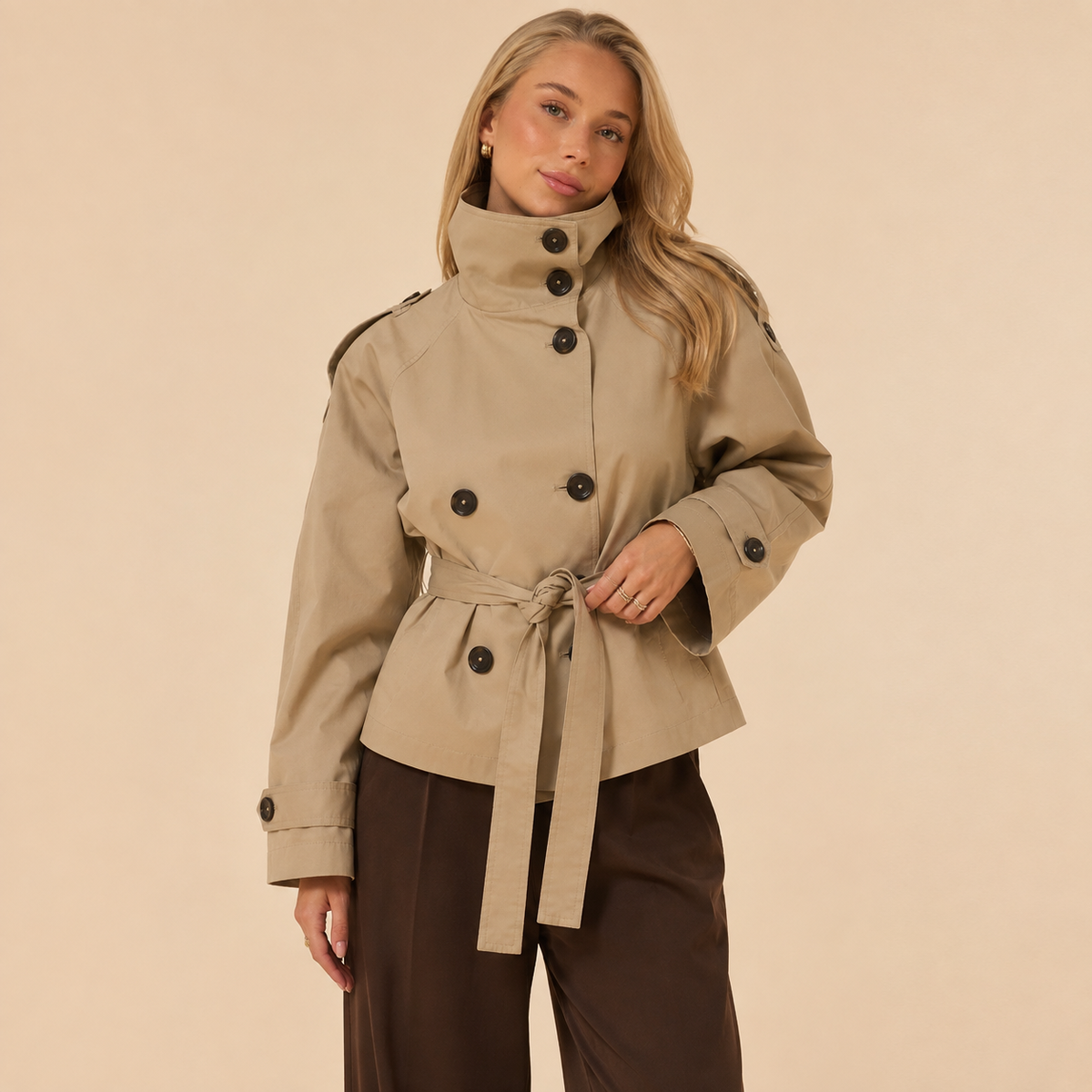 Elowen Belted Cropped Trench Jacket