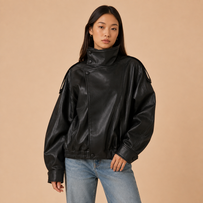 Raven Oversized Leather Bomber