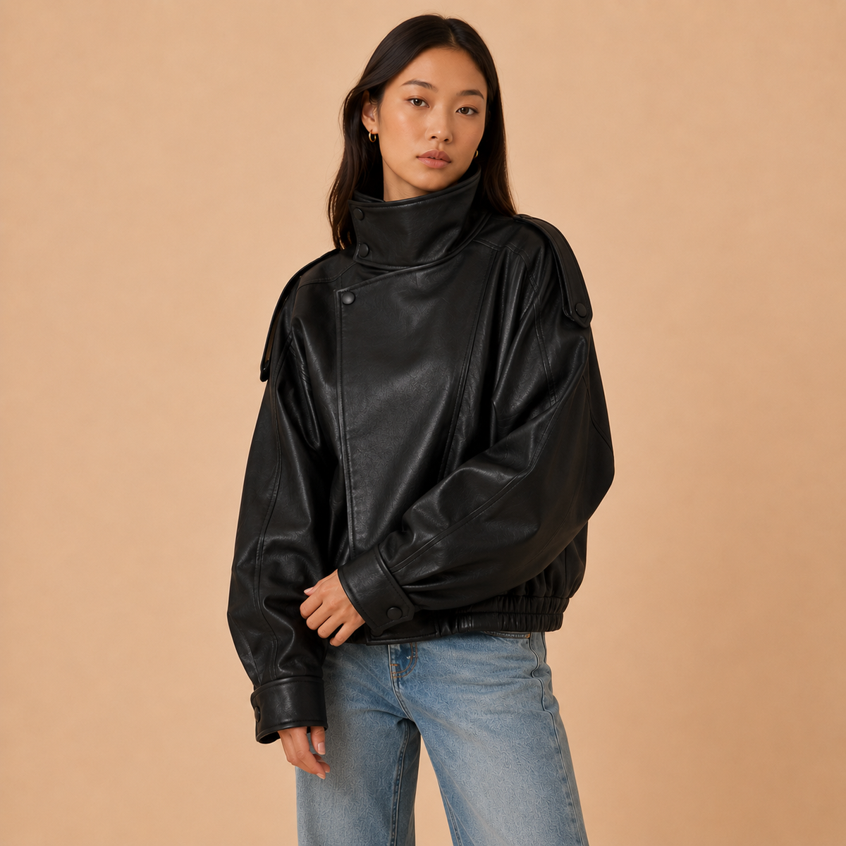 Raven Oversized Leather Bomber