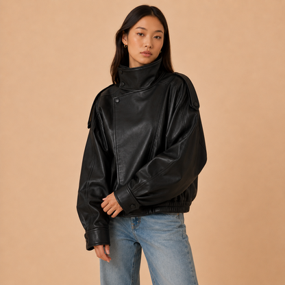 Raven Oversized Leather Bomber