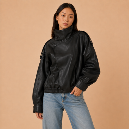 Raven Oversized Leather Bomber