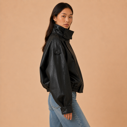 Raven Oversized Leather Bomber