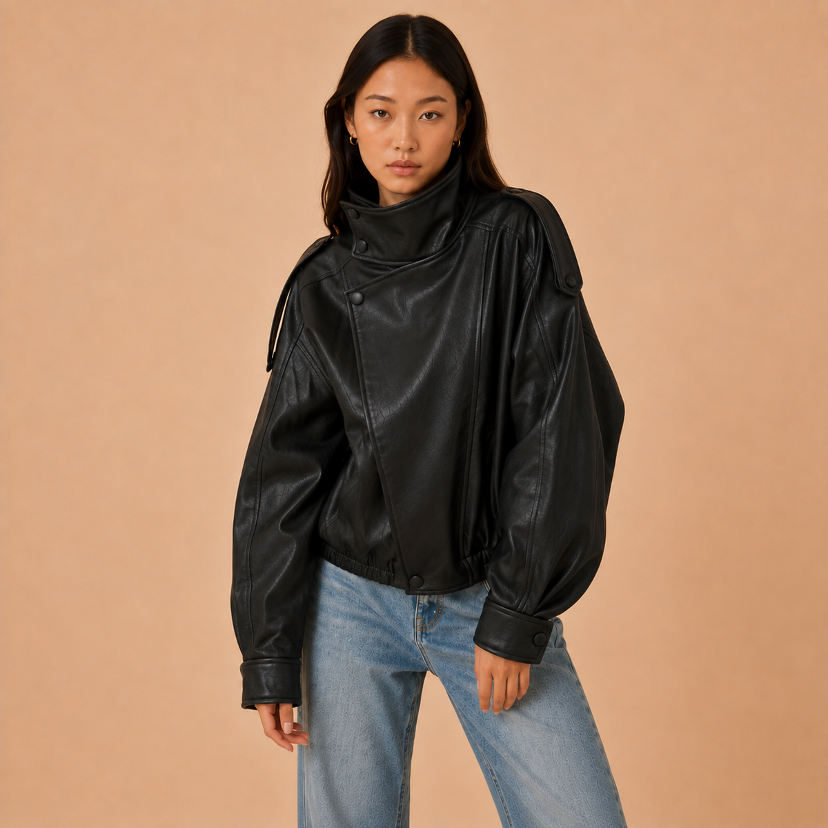 Raven Oversized Leather Bomber