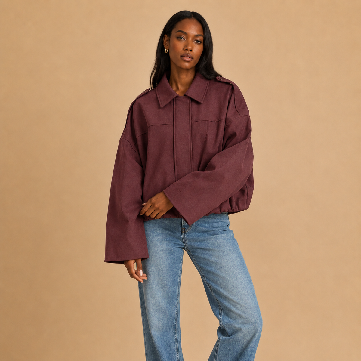 Arden Faux Suede Bomber Jacket