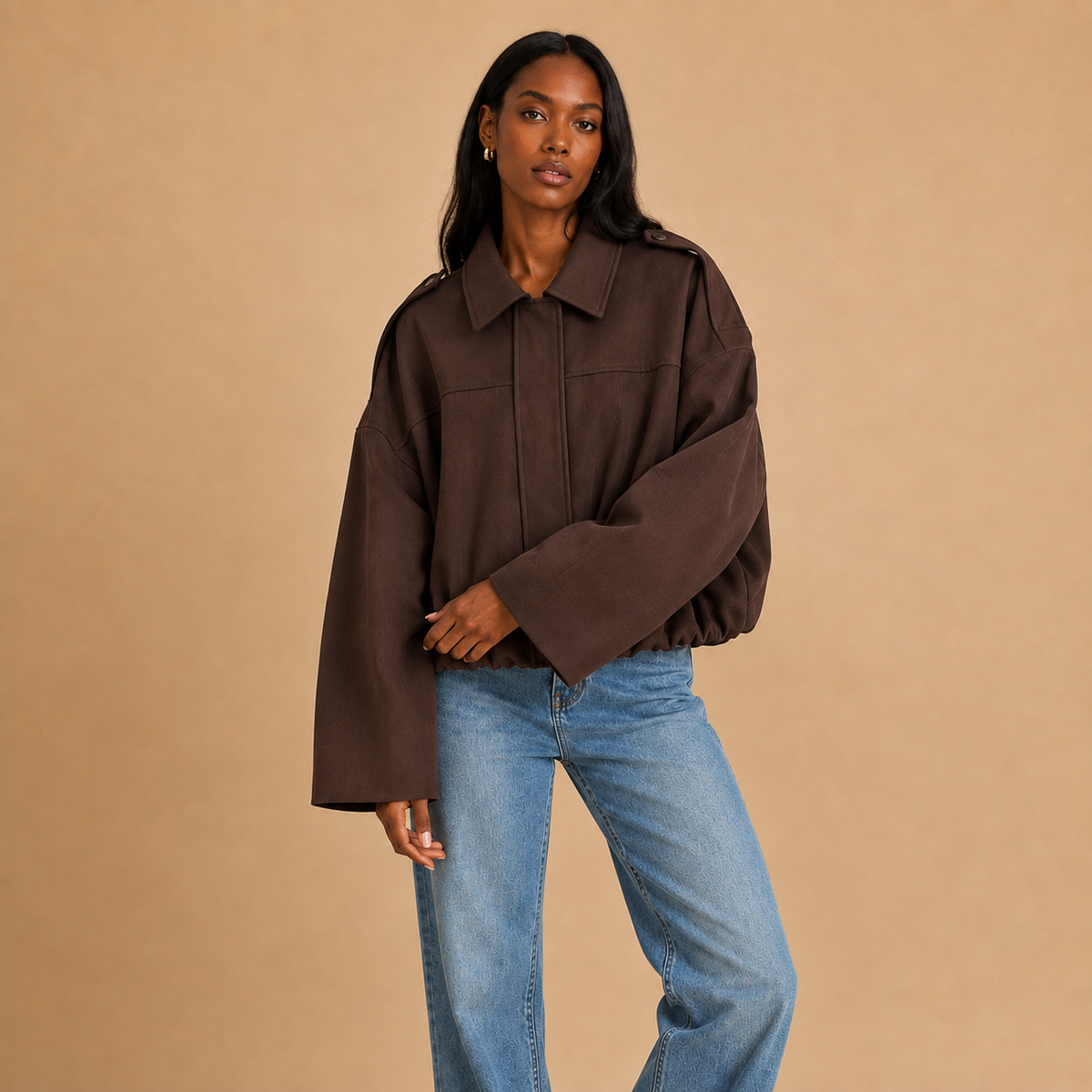 Arden Faux Suede Bomber Jacket