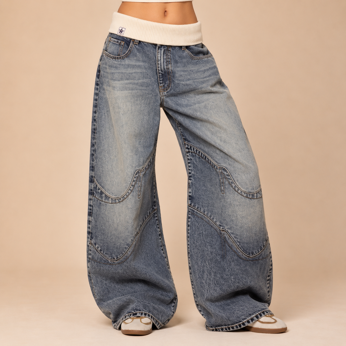 Elise Panelled Wide-Leg Jeans