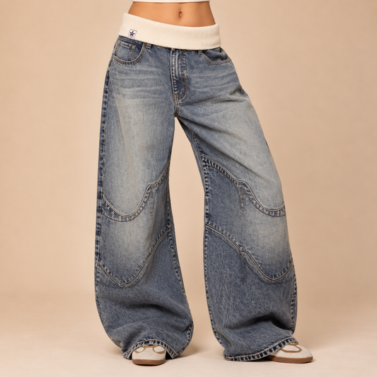 Elise Panelled Wide-Leg Jeans