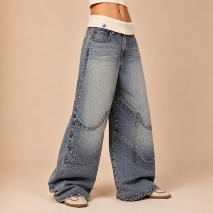 Elise Panelled Wide-Leg Jeans