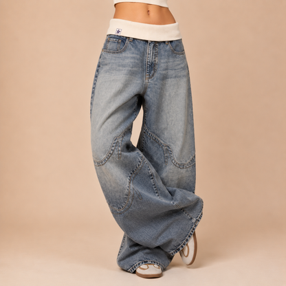 Elise Panelled Wide-Leg Jeans