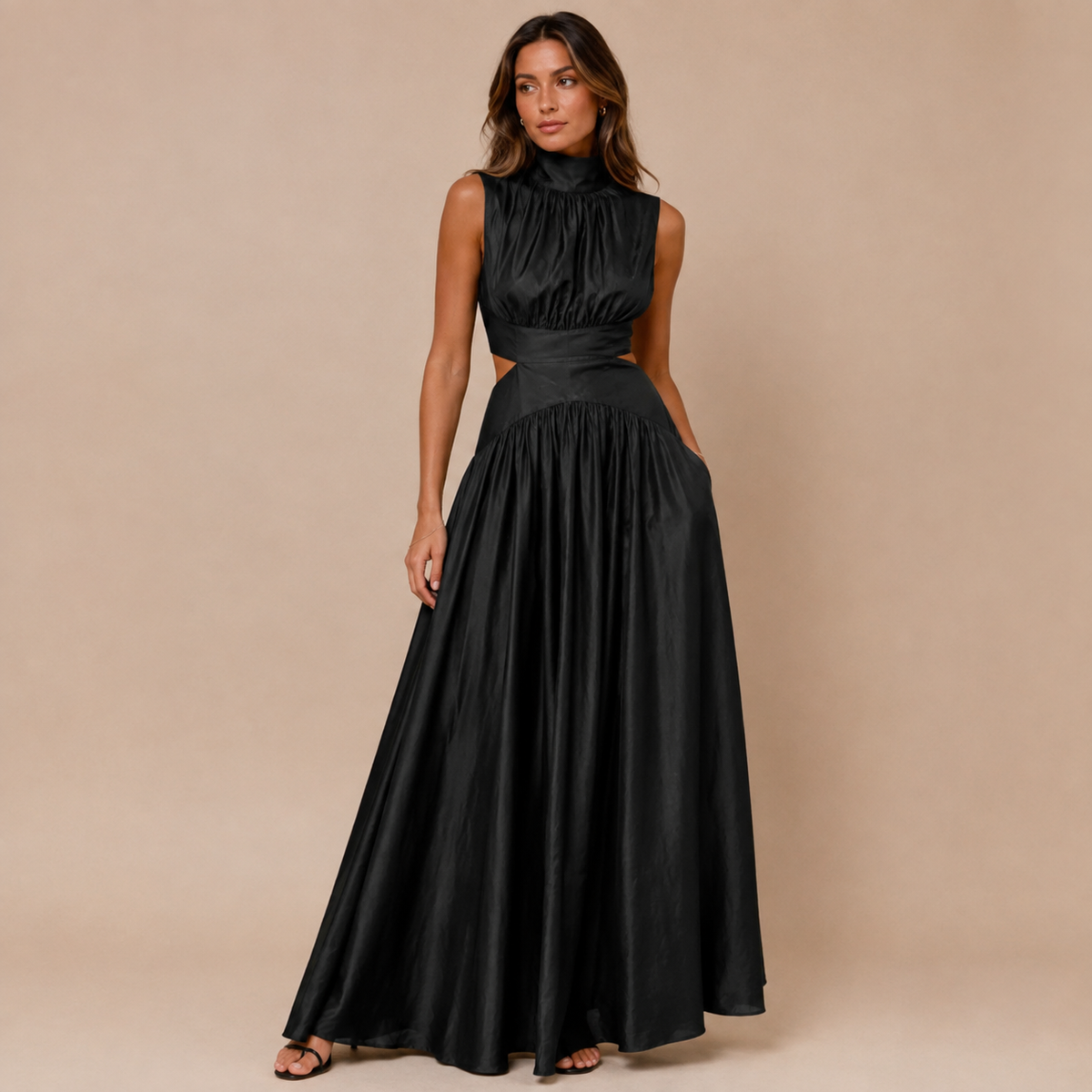 Camille Cutout Satin Maxi Dress