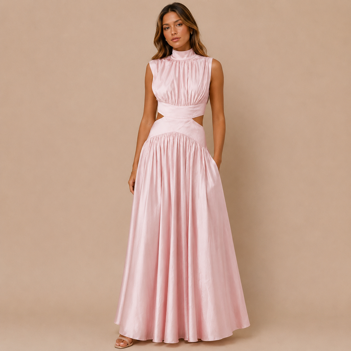 Camille Cutout Satin Maxi Dress