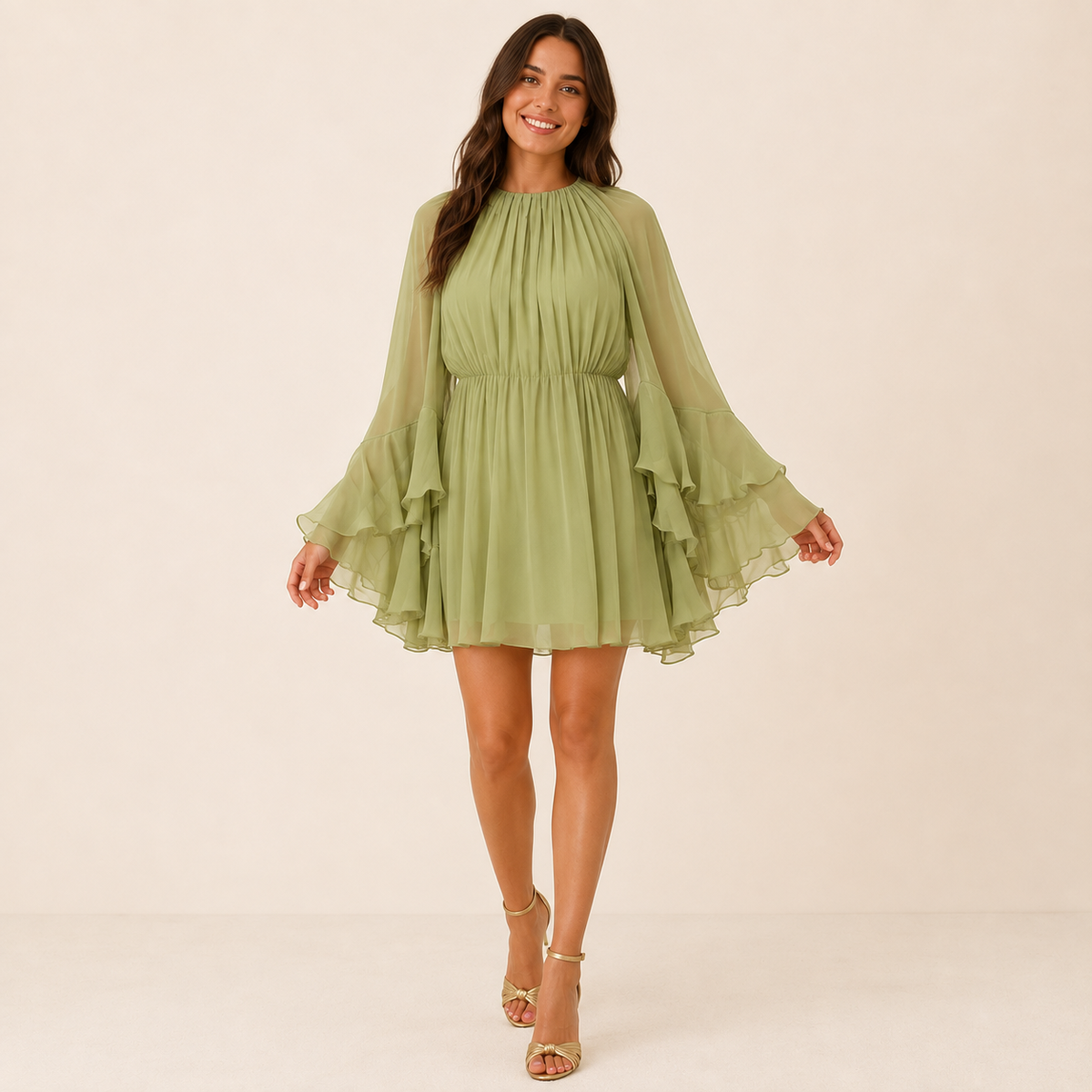 Élodie Chiffon Ruffle Mini Dress