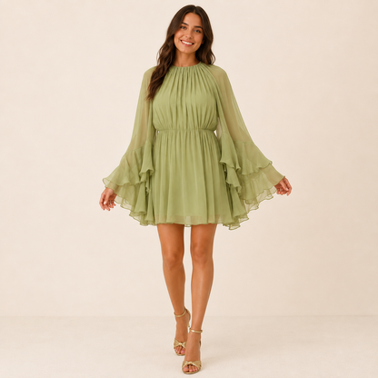 Élodie Chiffon Ruffle Mini Dress